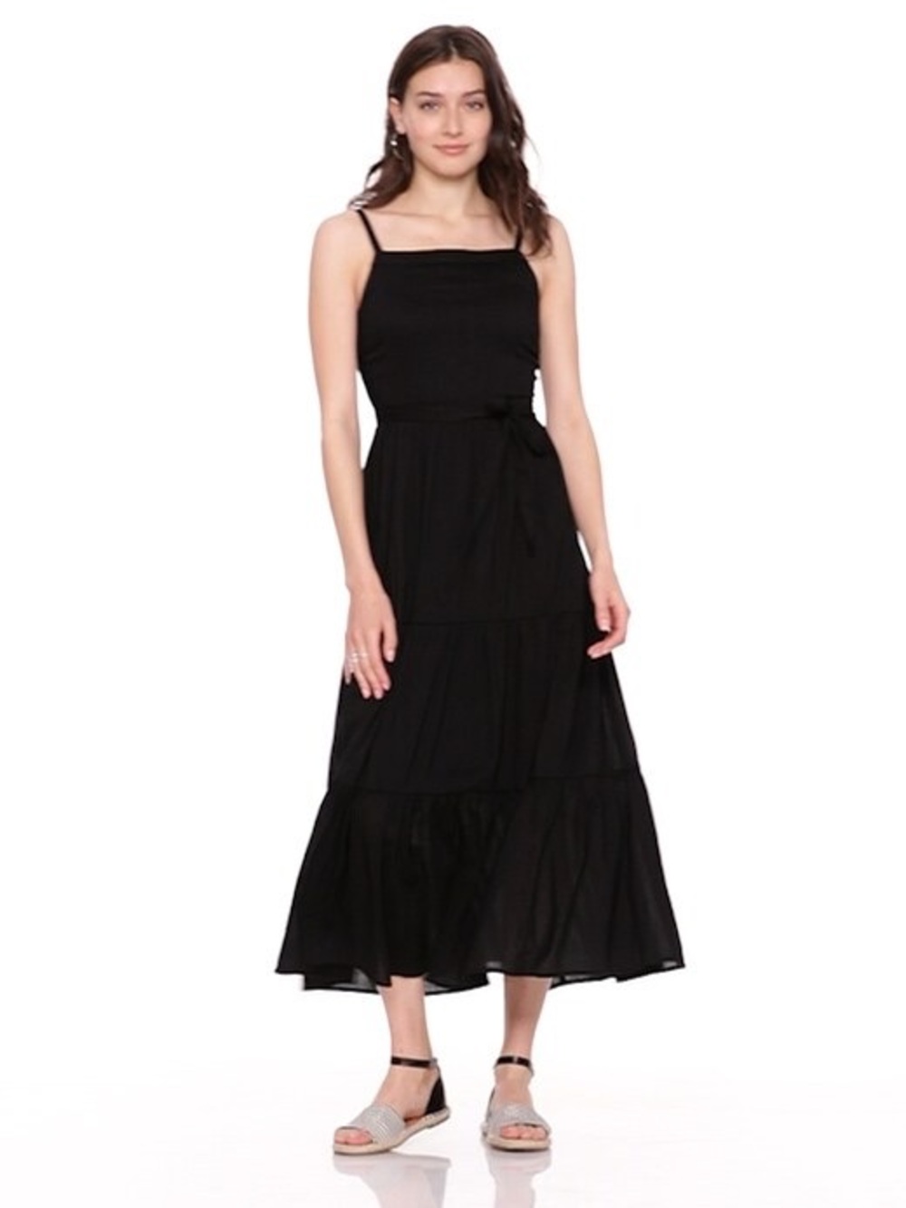 NEW Old Navy Midi Dress Black Tie-Waist Sleeveless 100% Cotton XL